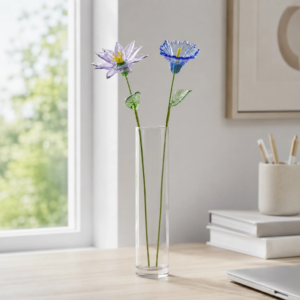 September Birth Flower Handmade Glass Aster & Morning Glory Set – 2-Stem Birthday Gift (5) September Birth Flower Handmade Glass Aster & Morning Glory Set – 2-Stem Birthday Gift (5)