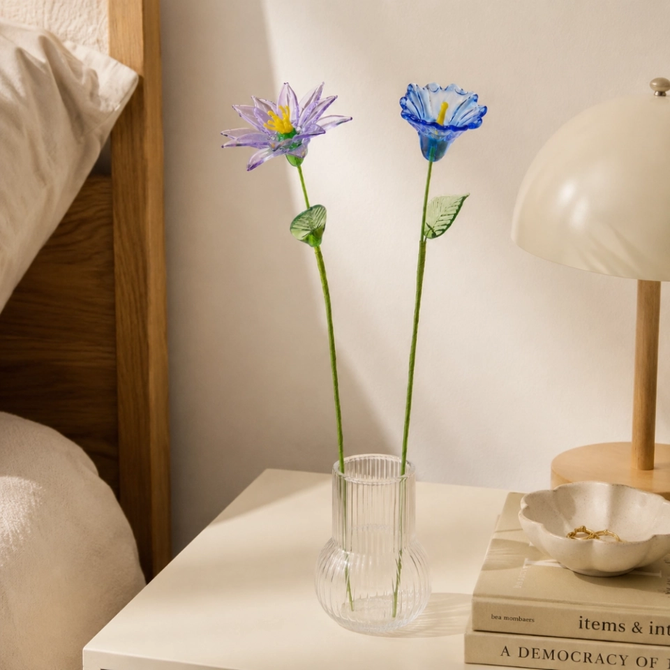September Birth Flower Handmade Glass Aster & Morning Glory Set – 2-Stem Birthday Gift (8) September Birth Flower Handmade Glass Aster & Morning Glory Set – 2-Stem Birthday Gift (8)