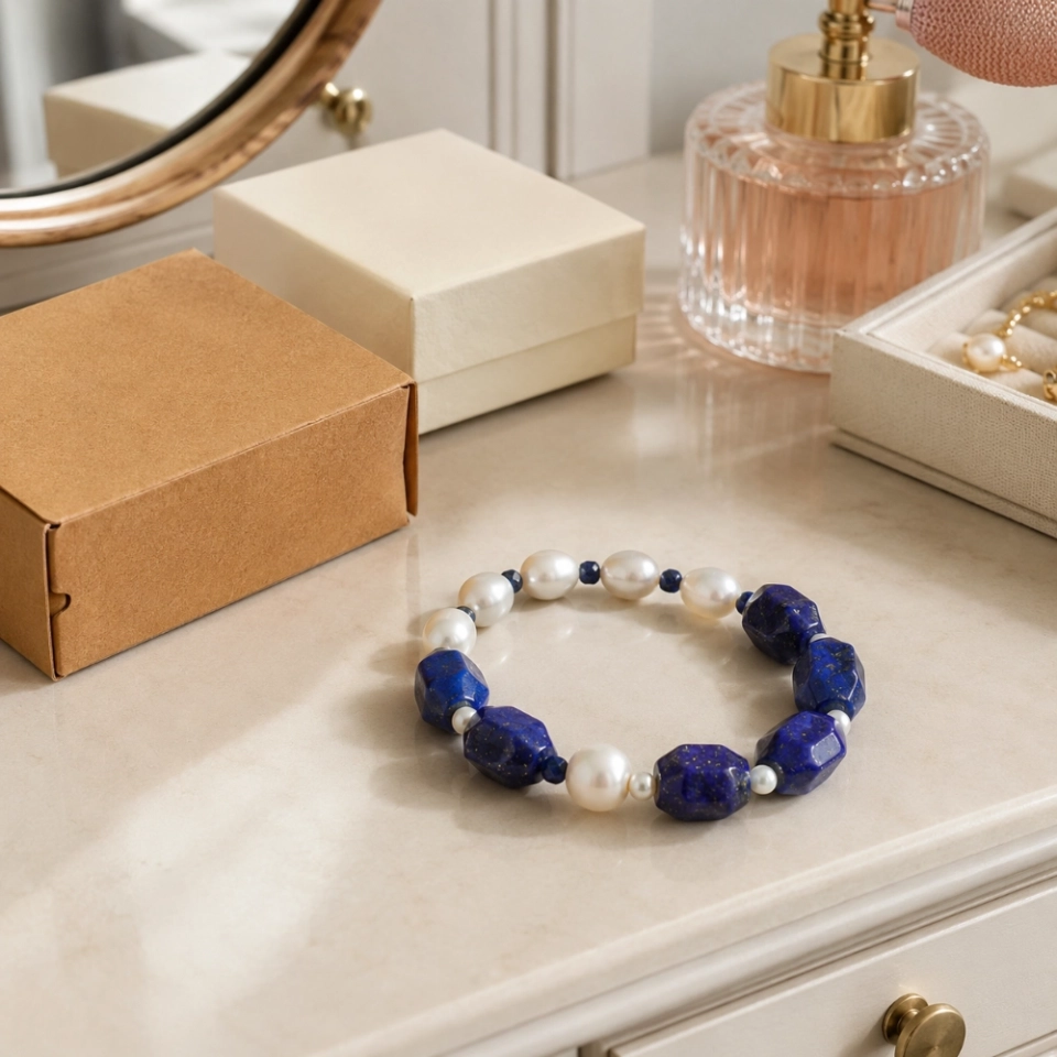 September Celestial Lapis Birth Month Bracelet – Lapis Lazuli, Freshwater Pearl & Blue Bead Gift for Her (3) September Celestial Lapis Birth Month Bracelet – Lapis Lazuli, Freshwater Pearl & Blue Bead Gift for Her (3)