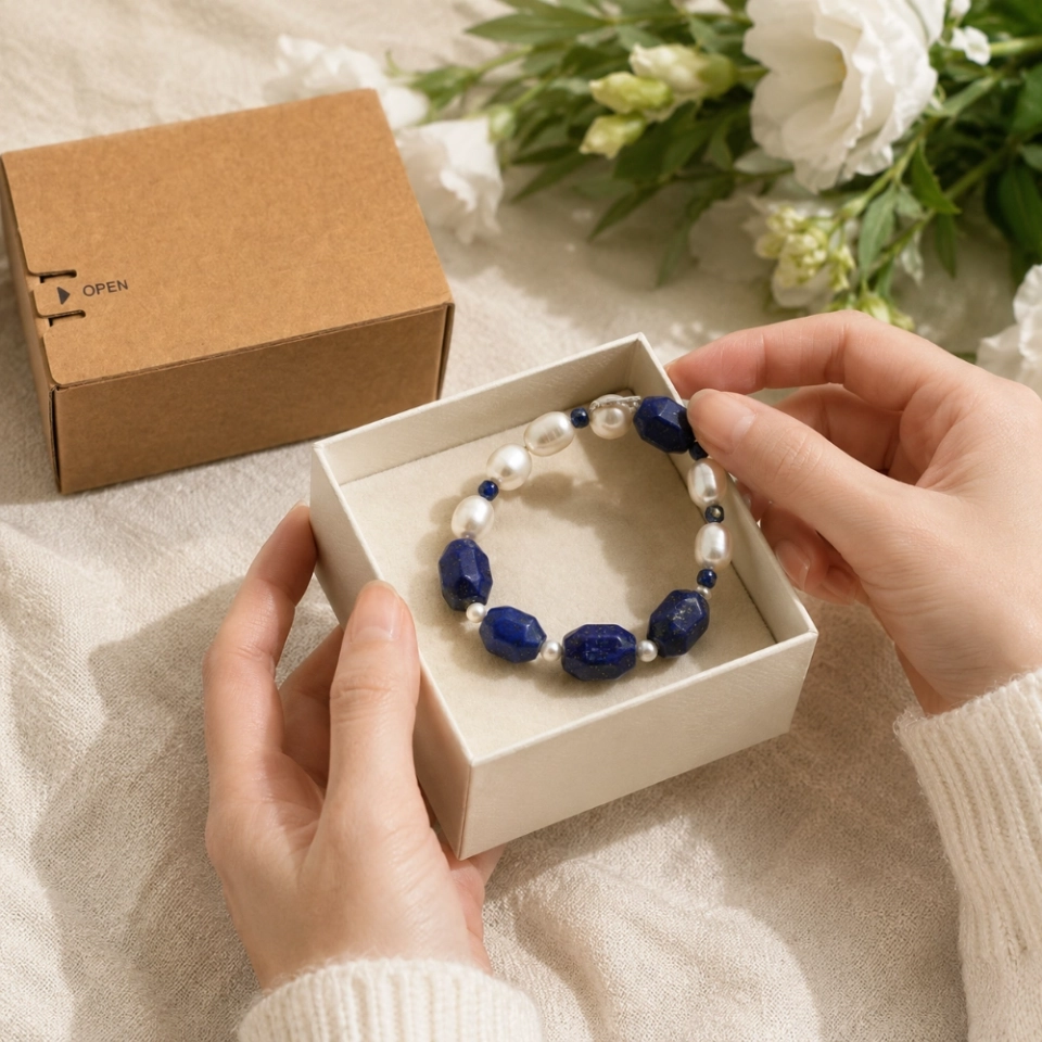 September Celestial Lapis Birth Month Bracelet – Lapis Lazuli, Freshwater Pearl & Blue Bead Gift for Her (6) September Celestial Lapis Birth Month Bracelet – Lapis Lazuli, Freshwater Pearl & Blue Bead Gift for Her (6)