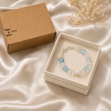 Serene Aqua Tide March Birthstone Bracelet with Aquamarine, Clear Quartz, Freshwater Pearls & S925 Silver (3) Serene Aqua Tide March Birthstone Bracelet with Aquamarine, Clear Quartz, Freshwater Pearls & S925 Silver (3)