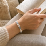 Serene Aqua Tide March Birthstone Bracelet with Aquamarine, Clear Quartz, Freshwater Pearls & S925 Silver (4) Serene Aqua Tide March Birthstone Bracelet with Aquamarine, Clear Quartz, Freshwater Pearls & S925 Silver (4)
