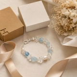 Serene Aqua Tide March Birthstone Bracelet with Aquamarine, Clear Quartz, Freshwater Pearls & S925 Silver (6) Serene Aqua Tide March Birthstone Bracelet with Aquamarine, Clear Quartz, Freshwater Pearls & S925 Silver (6)