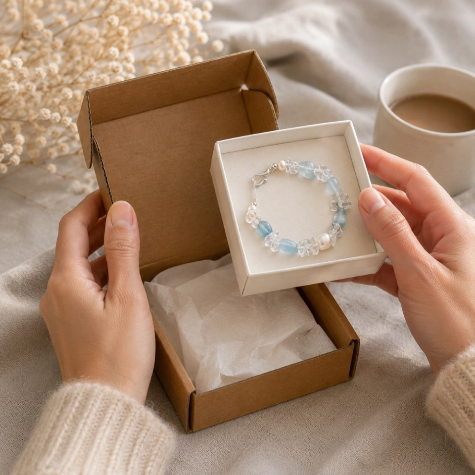 Serene Aqua Tide March Birthstone Bracelet with Aquamarine, Clear Quartz, Freshwater Pearls & S925 Silver (7) Serene Aqua Tide March Birthstone Bracelet with Aquamarine, Clear Quartz, Freshwater Pearls & S925 Silver (7)
