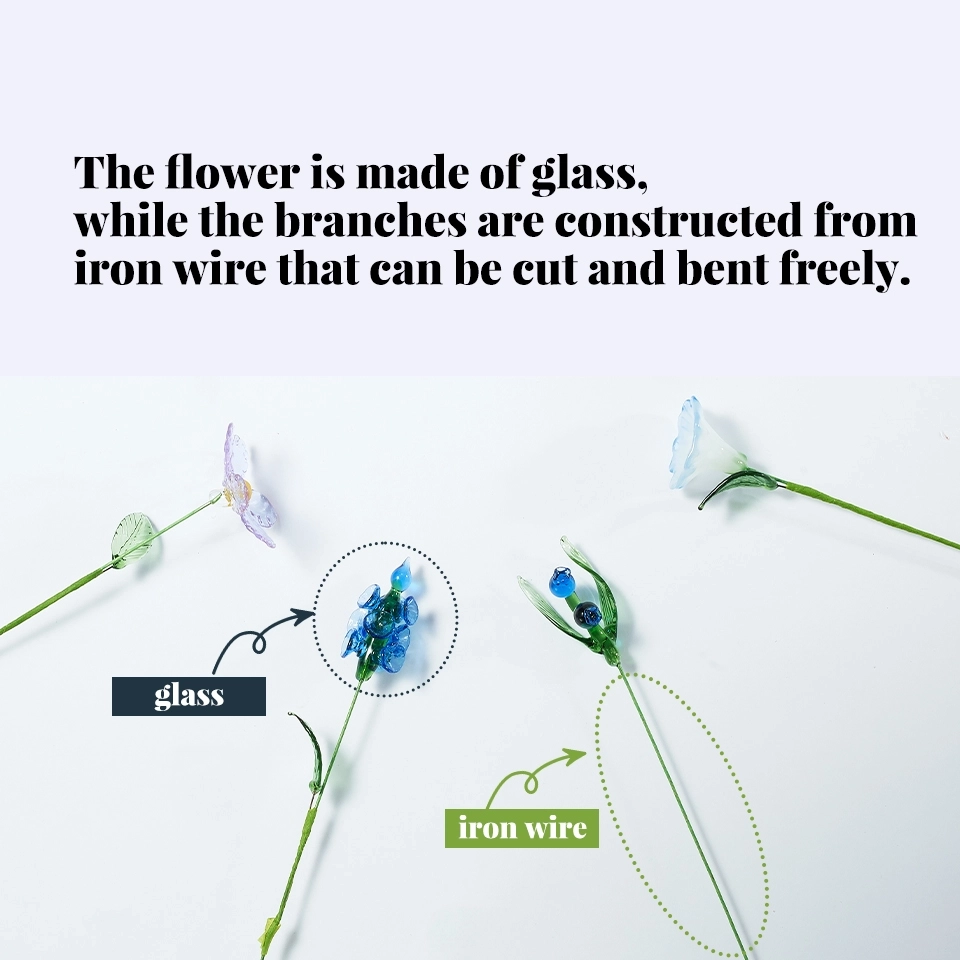 Single Handmade Glass Birth Month Flower – Freely Combined Floral Gift, Personalized Glass Sculpture for Her, Boho Home Decor (6)