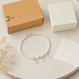 Verdant Baroque June Birthstone Bracelet – Freshwater Pearl, Blue Topaz & S925 Silver Gift for Her