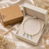 Verdant Baroque June Birthstone Bracelet – Freshwater Pearl, Blue Topaz & S925 Silver Gift for Her (2)