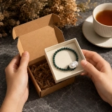 Verdant Baroque May Birth Month Bracelet with Faceted Malachite, Baroque Pearl & S925 Silver (2)