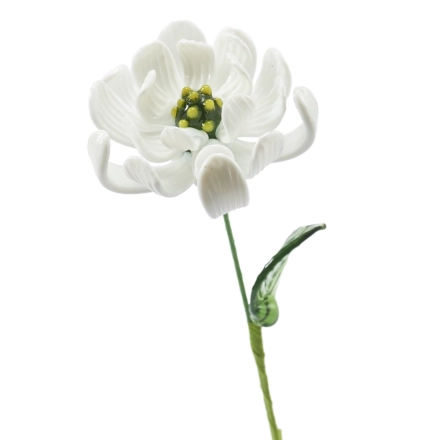 White Cosmos & Marigold-Inspired Handmade Glass Flower, Single Stem Forever Flower Gift