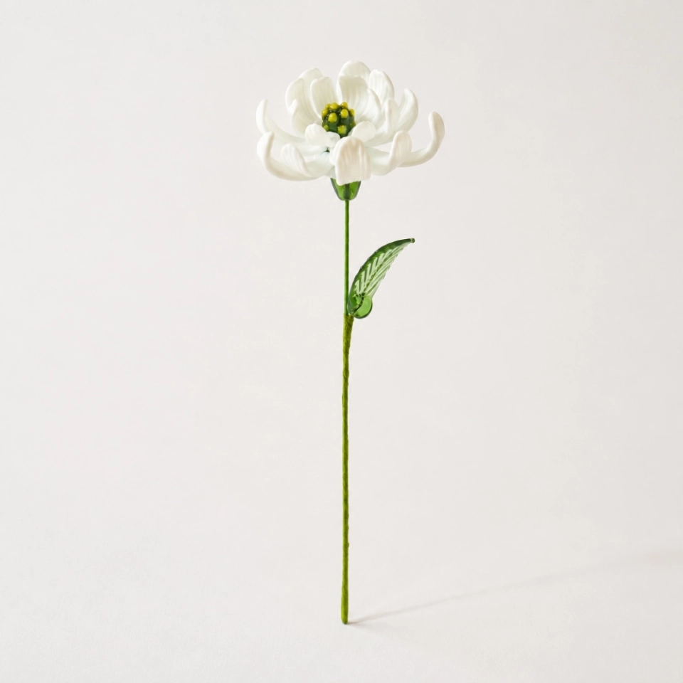 White Cosmos & Marigold-Inspired Handmade Glass Flower, Single Stem Forever Flower Gift (2) White Cosmos & Marigold-Inspired Handmade Glass Flower, Single Stem Forever Flower Gift (2)