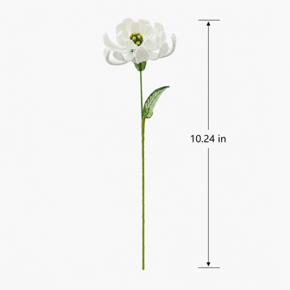 White Cosmos & Marigold-Inspired Handmade Glass Flower, Single Stem Forever Flower Gift (7) White Cosmos & Marigold-Inspired Handmade Glass Flower, Single Stem Forever Flower Gift (7)